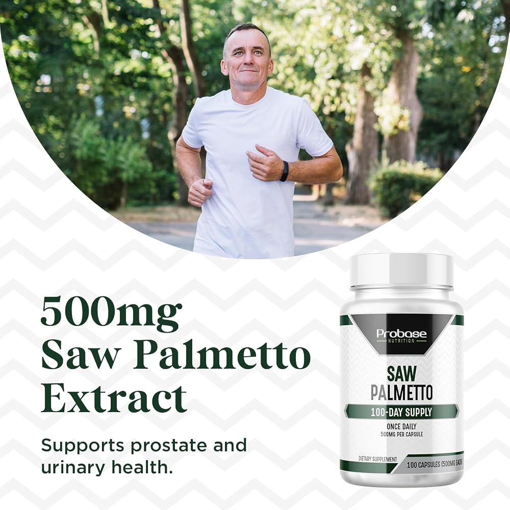 Probase Nutrition Saw Palmetto 500mg Prostate Support - 100 Capsules - image 6