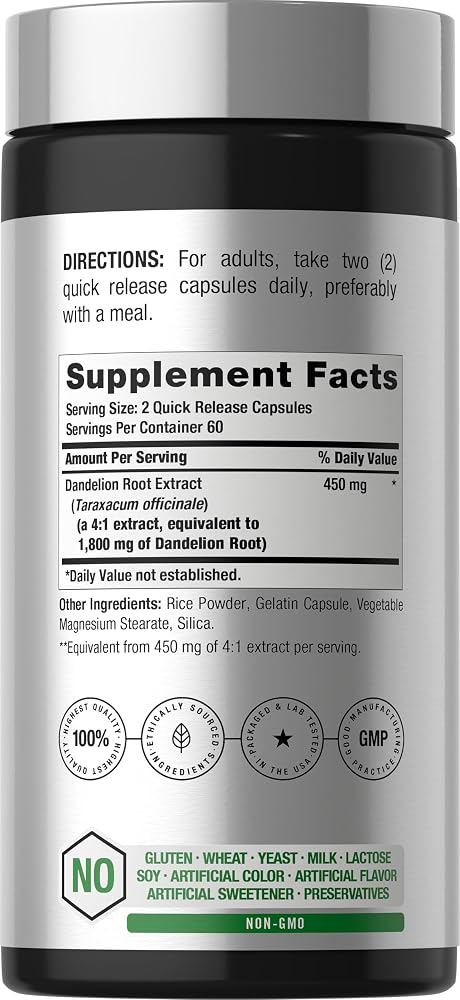 Horbäach Dandelion Root Supplement - 120 Capsules - image 2