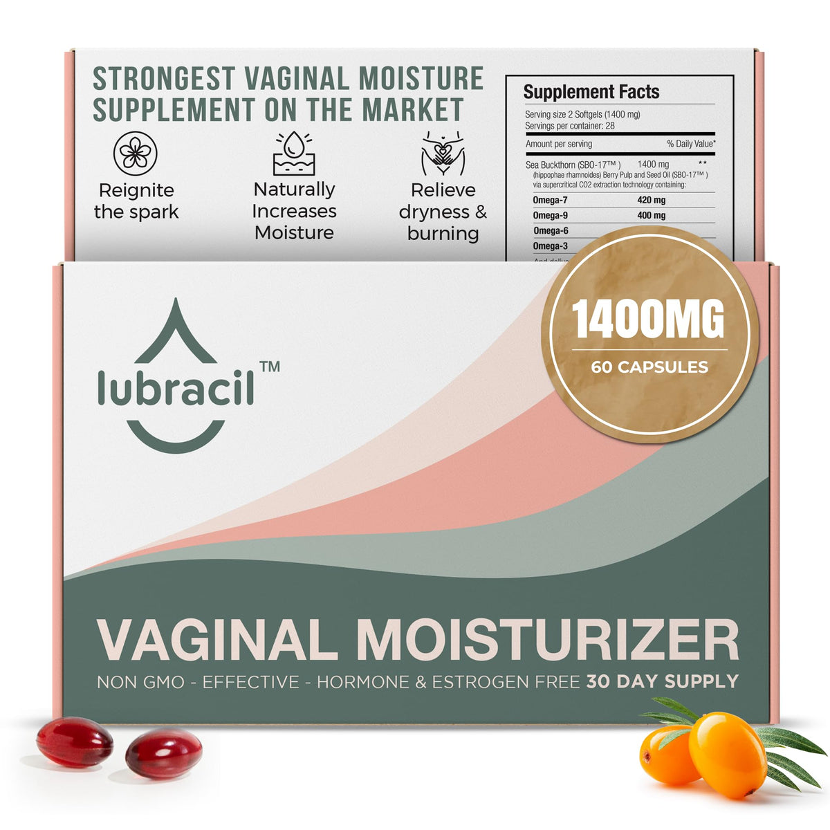 Lubracil Vaginal Moisturizer for Women Hydrating Formula - 60 Softgels
