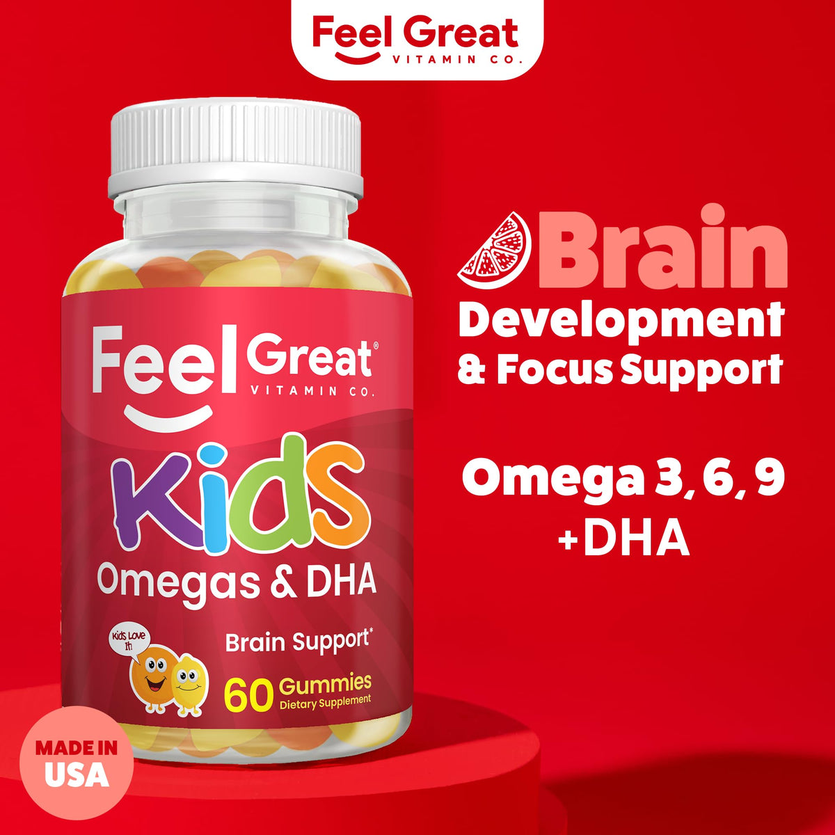 The Feel Great Vitamin Company Omega 3 DHA Gummies for Kids Brain Support - image 2