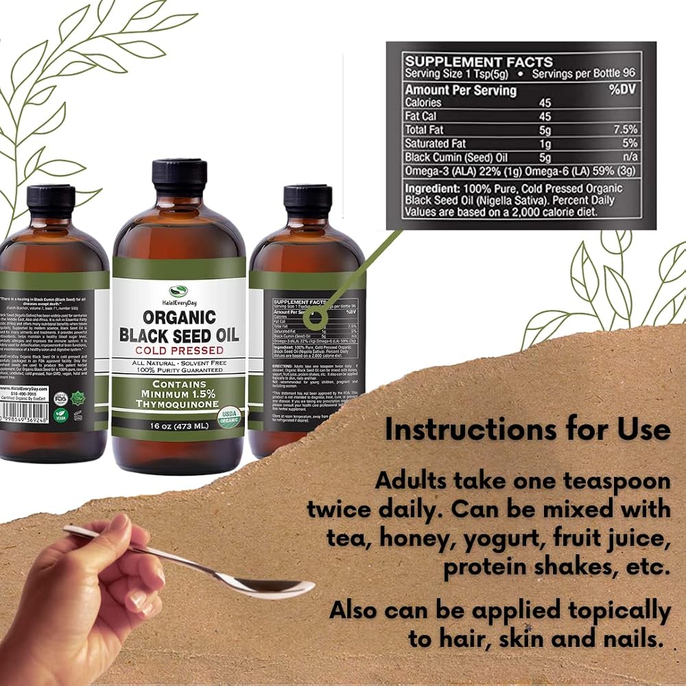 HalalEveryDay Organic Black Seed Oil - USDA Certified Cold Pressed - image 2