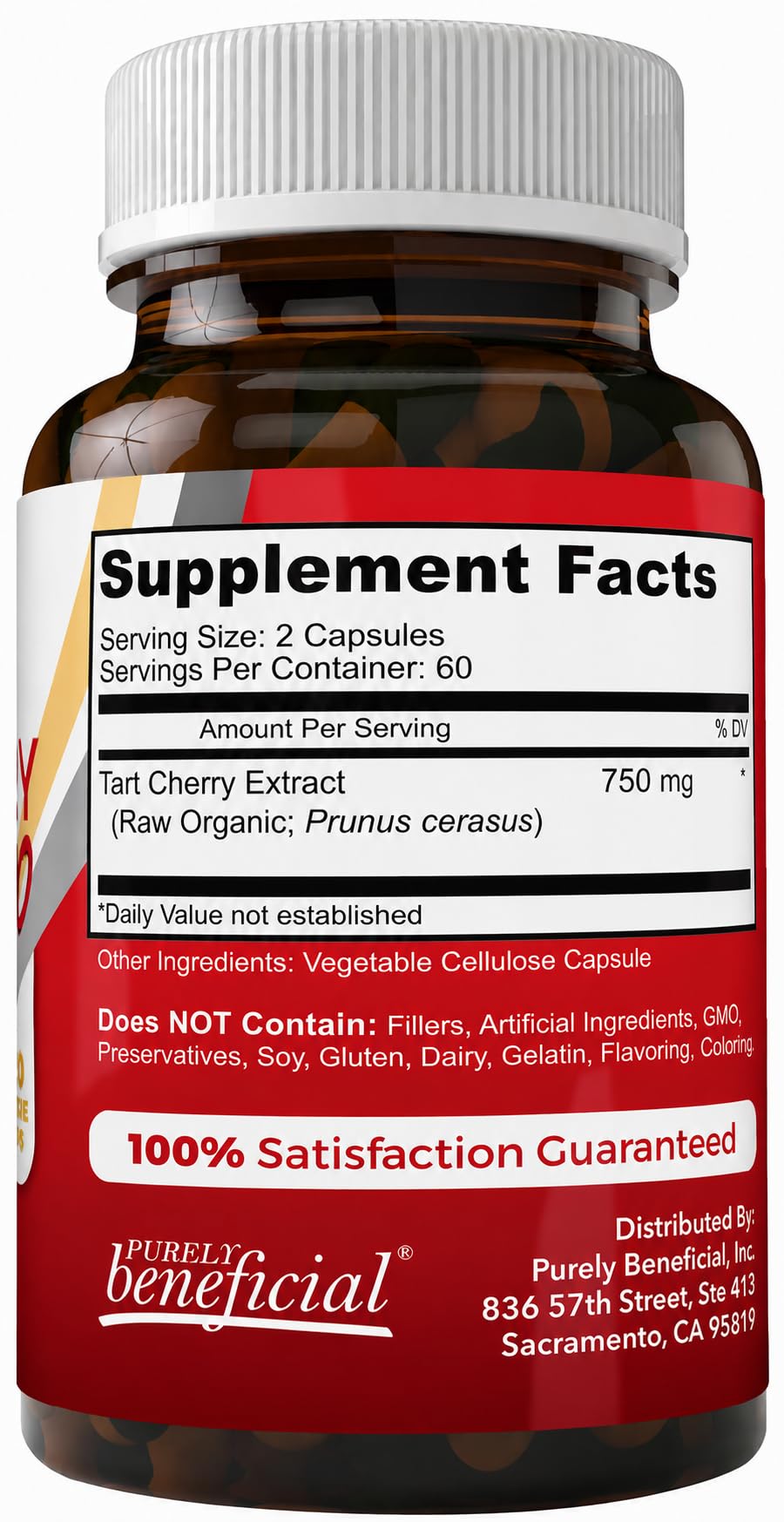 PURELY beneficial Tart Cherry Capsules Montmorency Extract - 120 Count - image 2