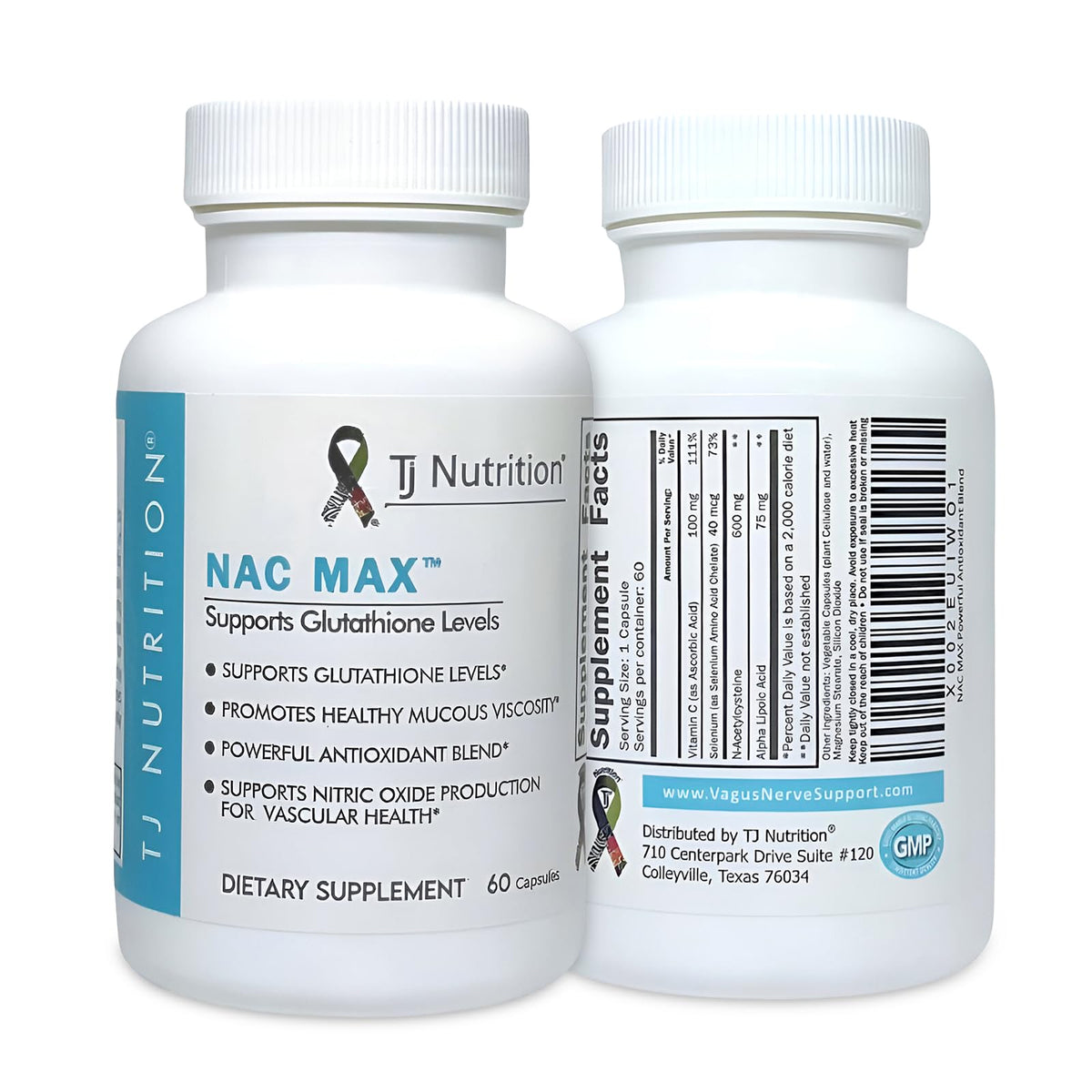 TJ Nutrition NAC MAX N-Acetylcysteine Antioxidant Blend - 60 Capsules