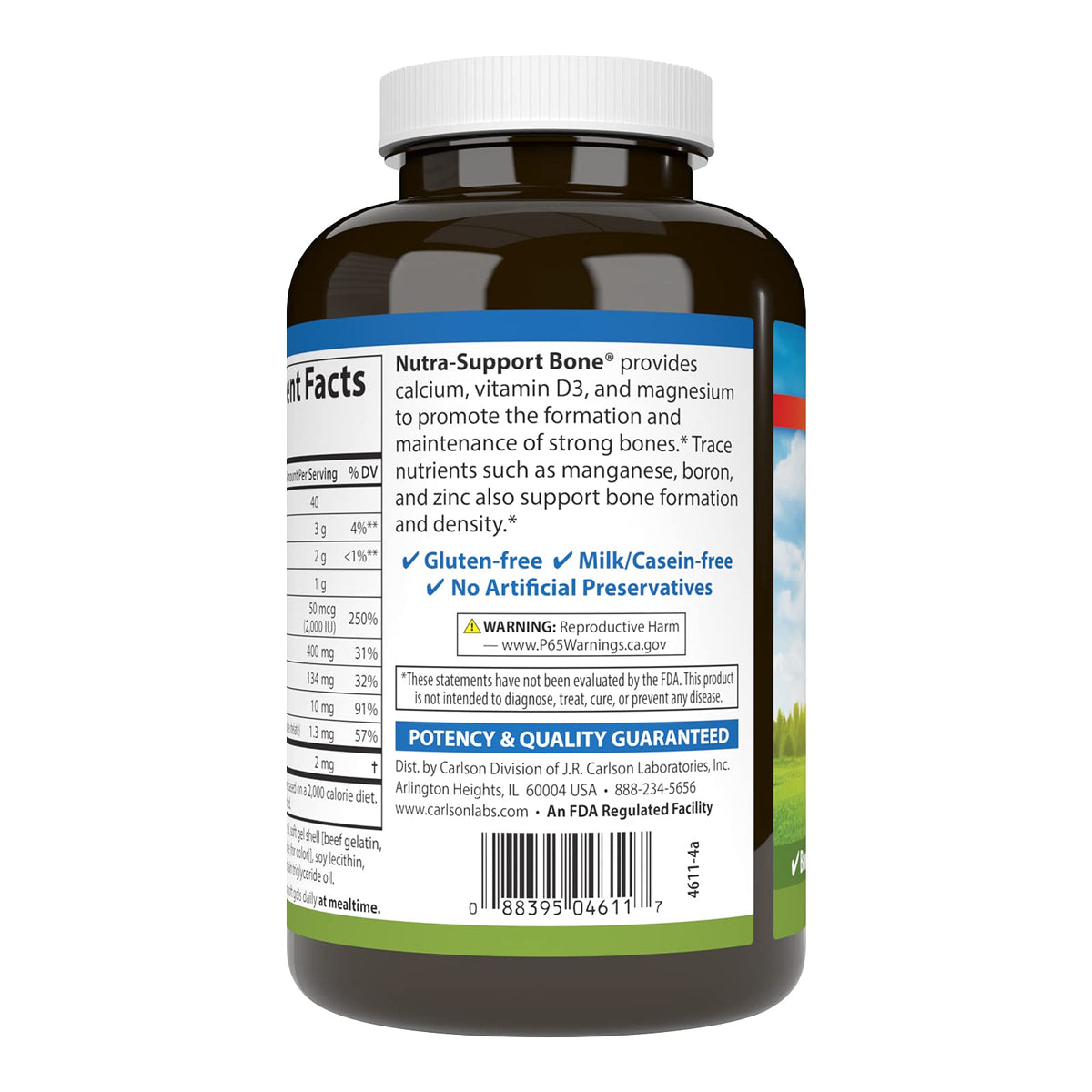 Carlson Nutra-Support Bone Calcium Magnesium - 100 Softgels - image 3