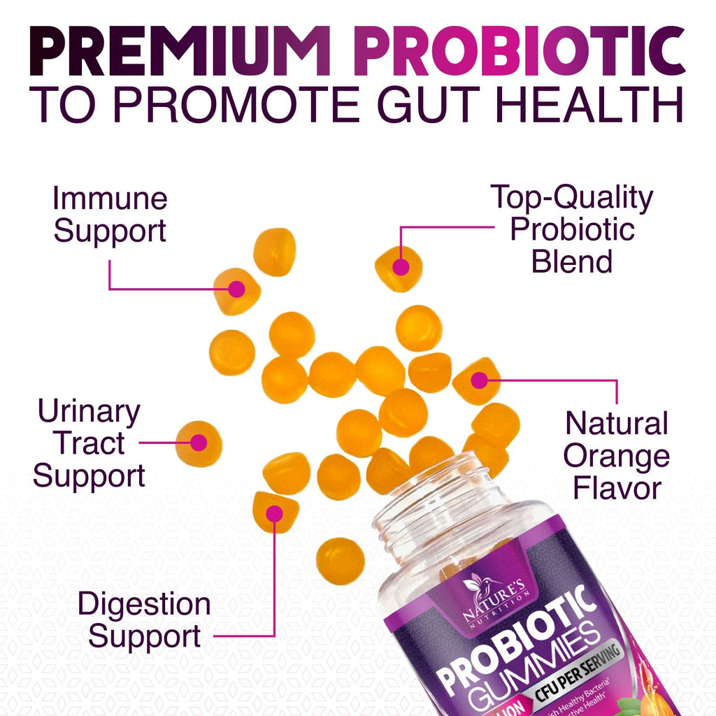 Nature's Nutrition Probiotics for Digestive Health Gummies - 6 Unique