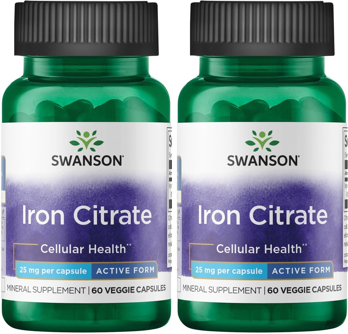 Swanson Iron Citrate 25 mg - 120 Vegetarian Capsules
