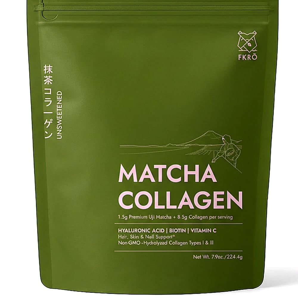 FKRO Matcha Collagen Peptides Powder for Hair, Skin & Nails - 22 Servings