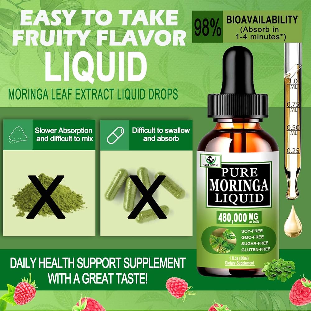 Vita letuo Organic Moringa Liquid Drops for Energy - 1 Fl Oz - image 5