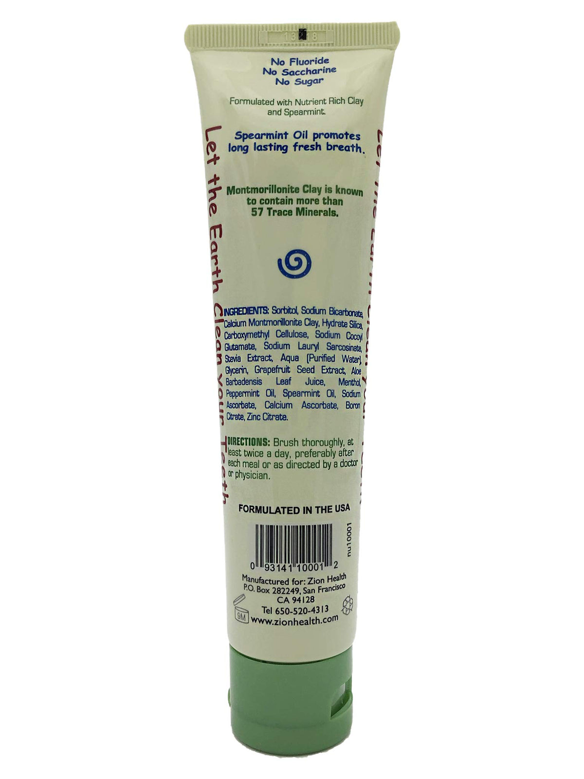 Zion Health Claybrite Original Montmorillonite Clay Toothpaste - 3.2 oz - image 2