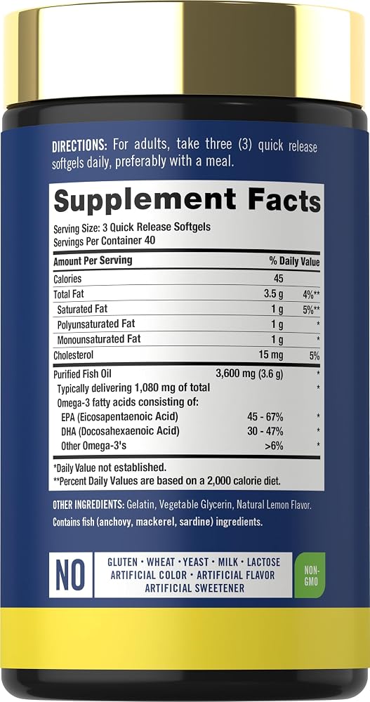 Carlyle Fish Oil 3600mg Omega 3 - 120 Softgels - image 2