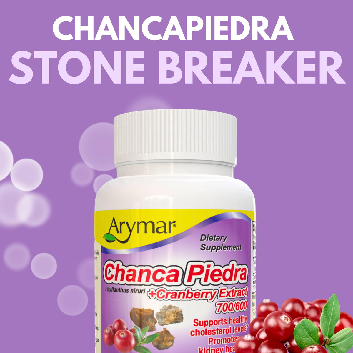 Arymar Chanca Piedra with Cranberry Herbal Support - 60 Capsules - image 3