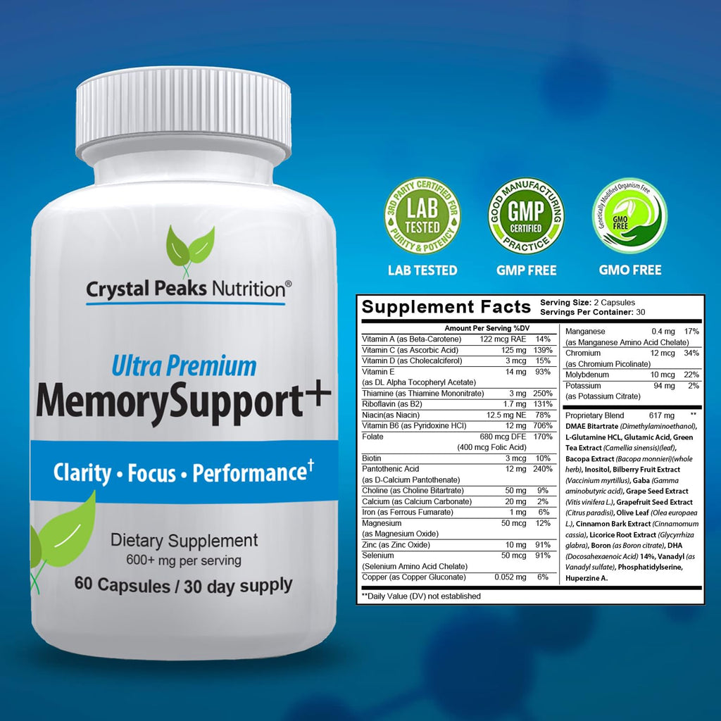 Crystal Peaks Nutrition Memory Boost Brain Support - 60 Capsules - image 3