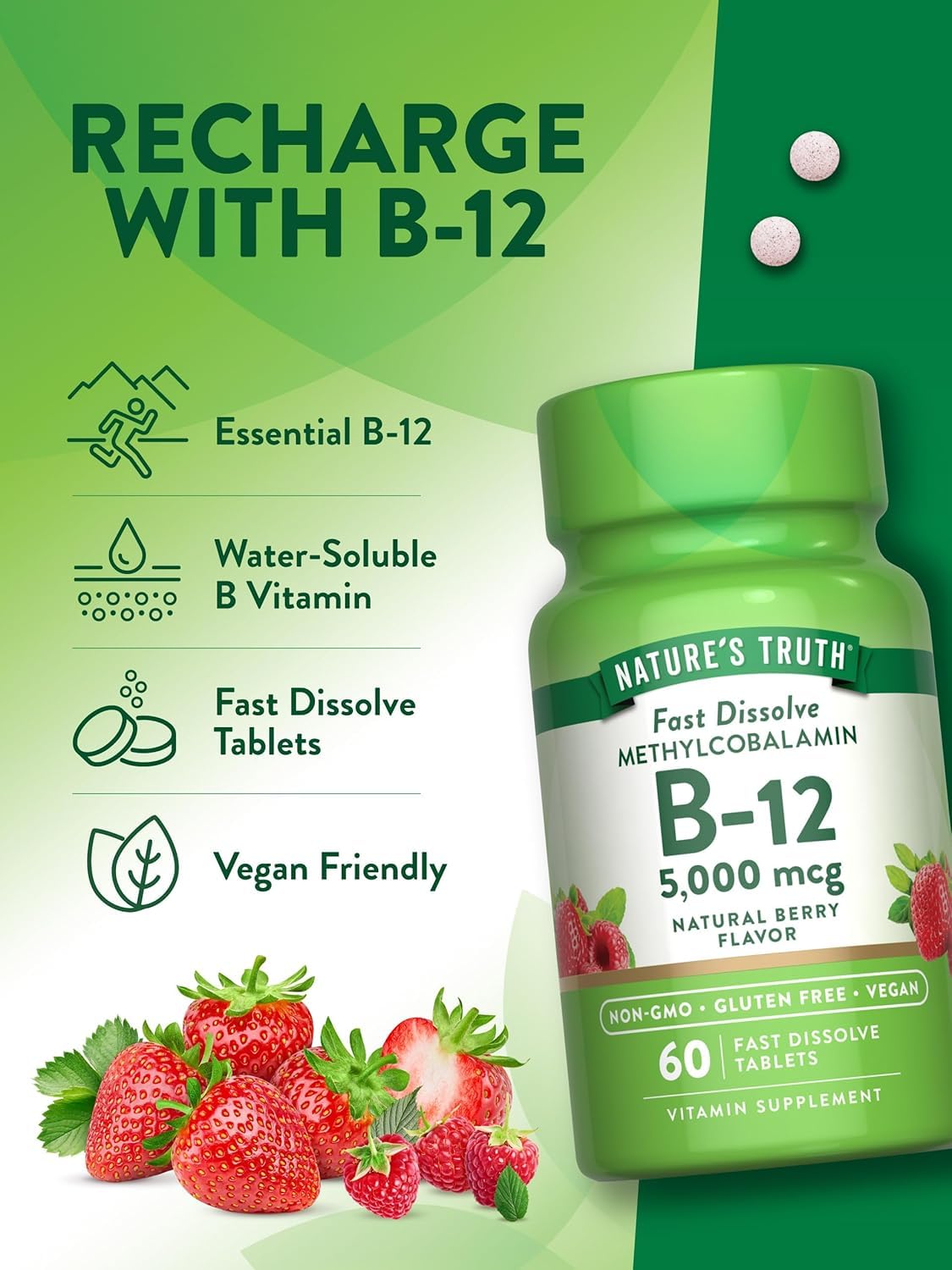 Nature's Truth Sublingual Methylcobalamin B-12 5000mcg - 120 Tablets - image 5