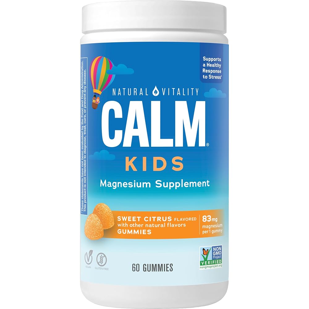 Natural Vitality Calm Kids Magnesium Supplement Gummies, Sweet Citrus - 60 Count
