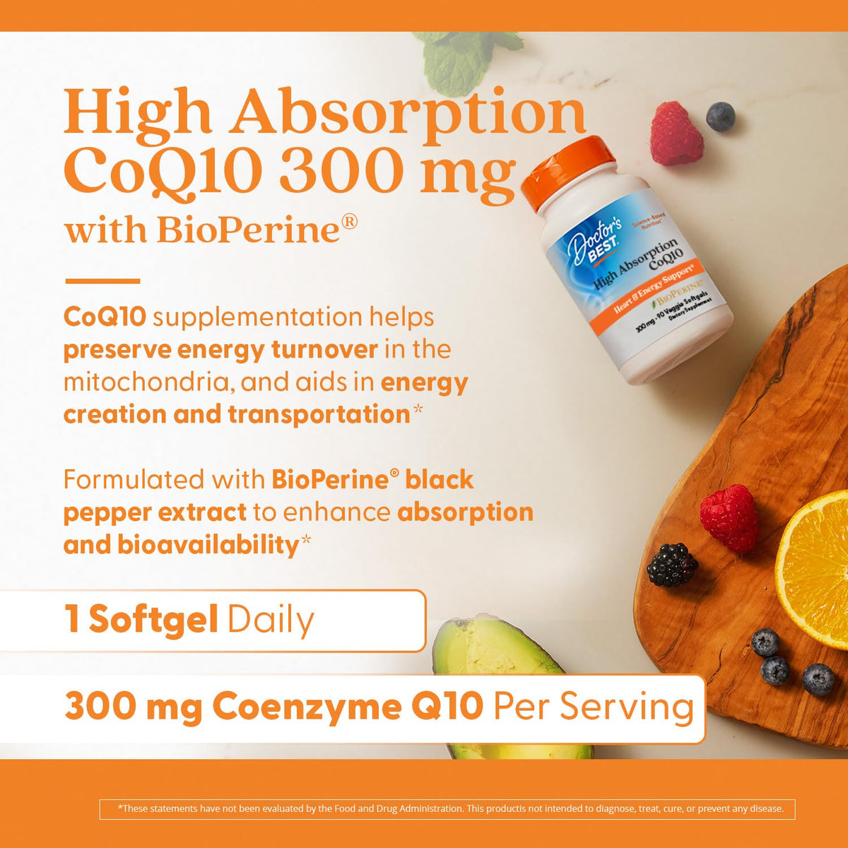 Doctor's BEST High Absorption CoQ10 300mg with BioPerine - 90 Softgels - image 4