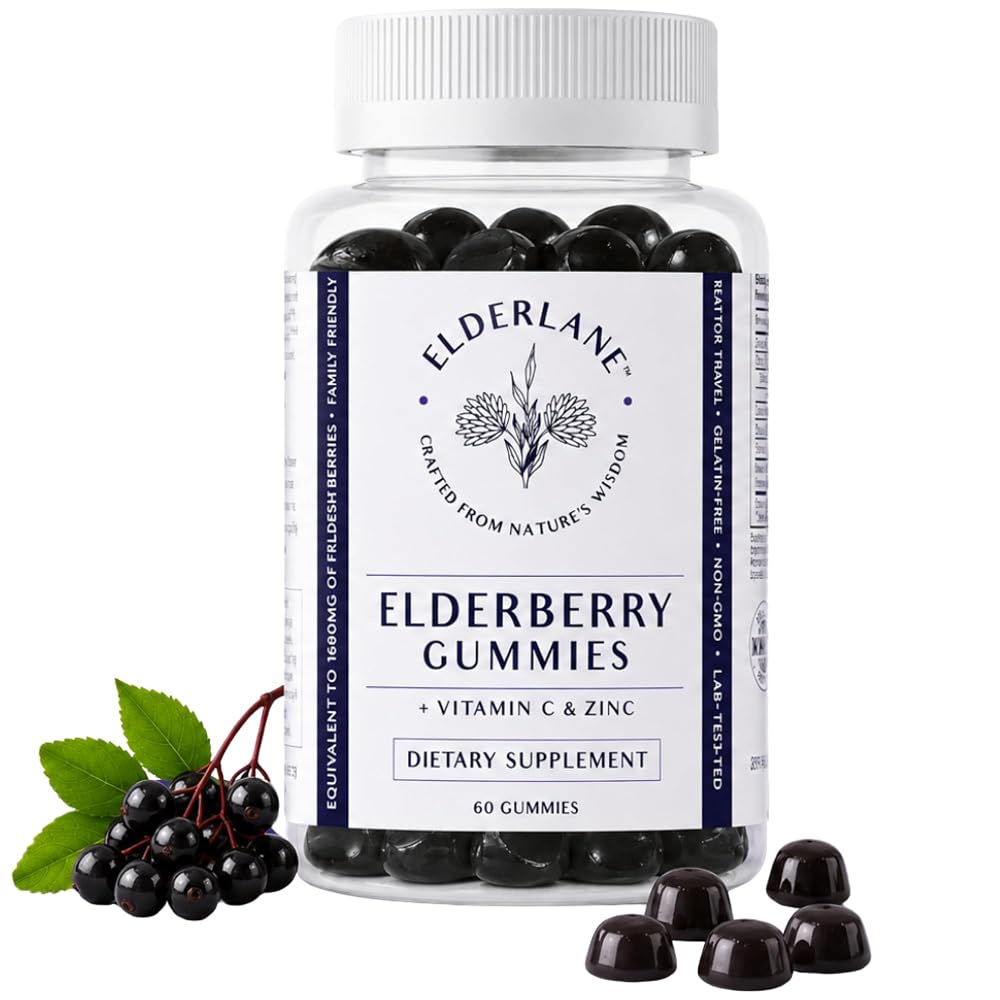 Elderlane Elderberry Gummies with Vitamin C & Zinc - 60 Gummies