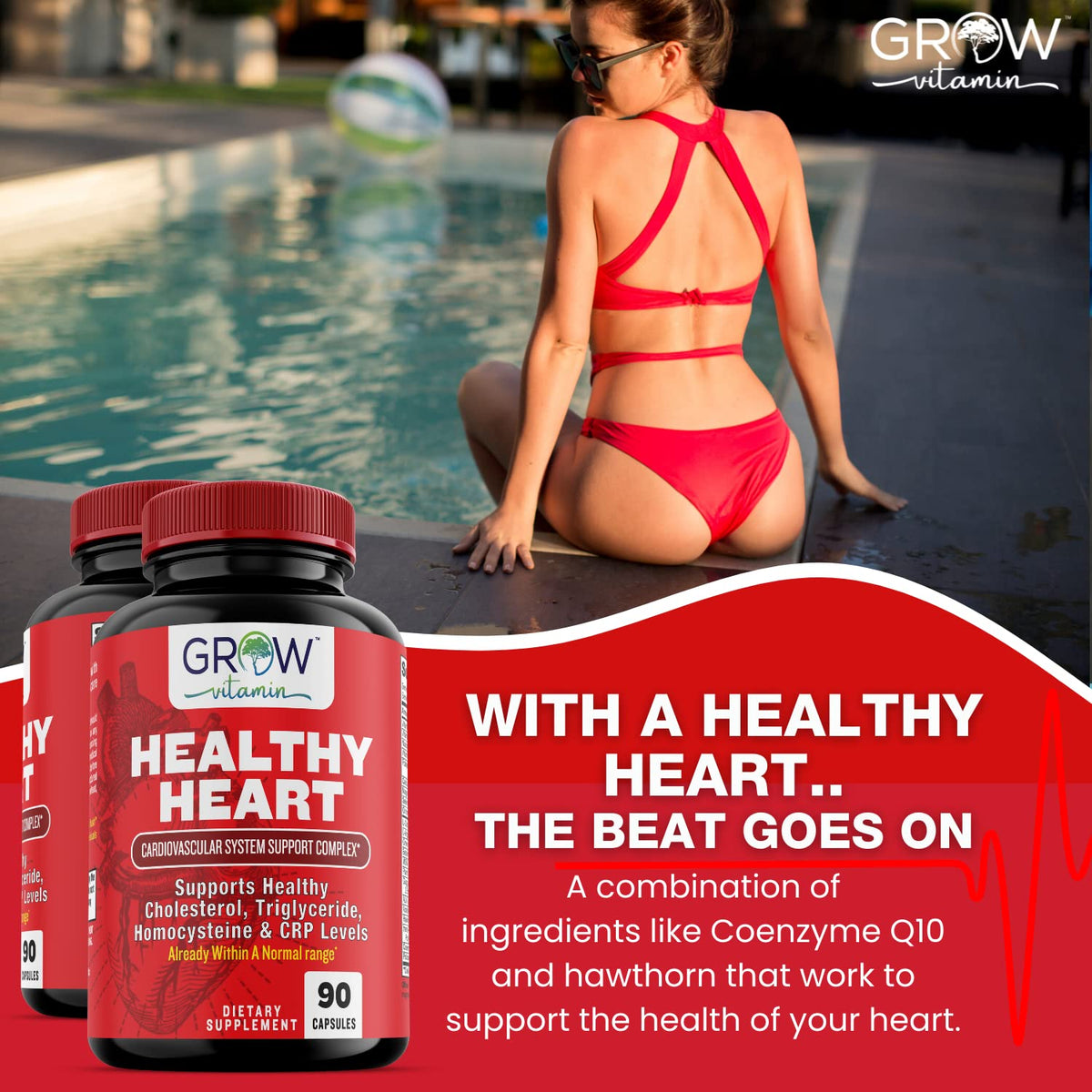 Grow Vitamin Heart Support Supplement - 90 Capsules - image 6