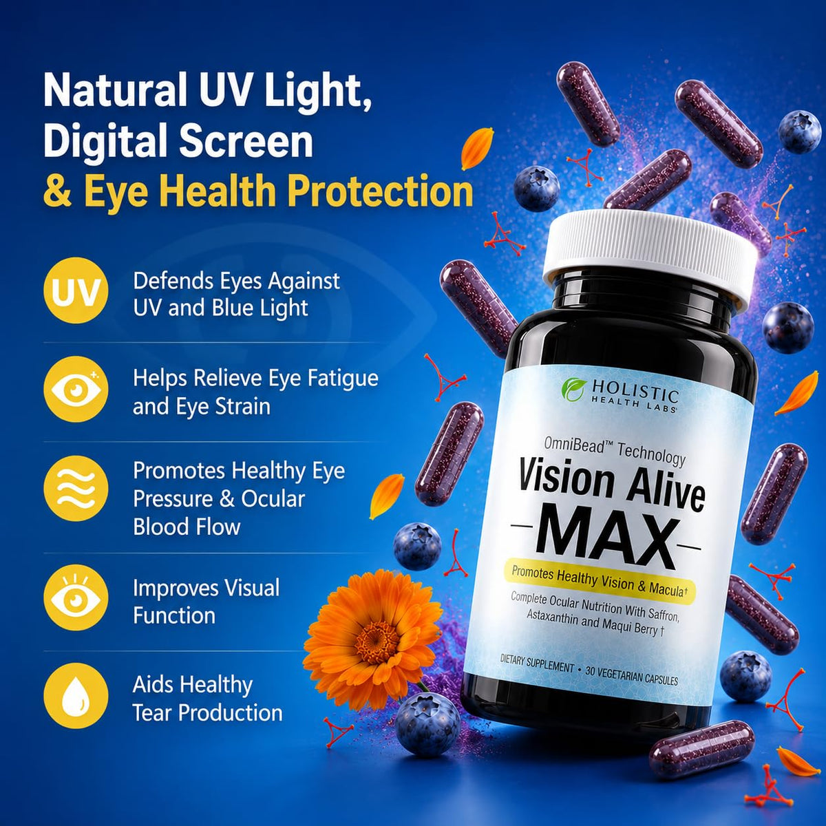 Holistic Health Labs Vision Alive Max Eye Supplement Lutein