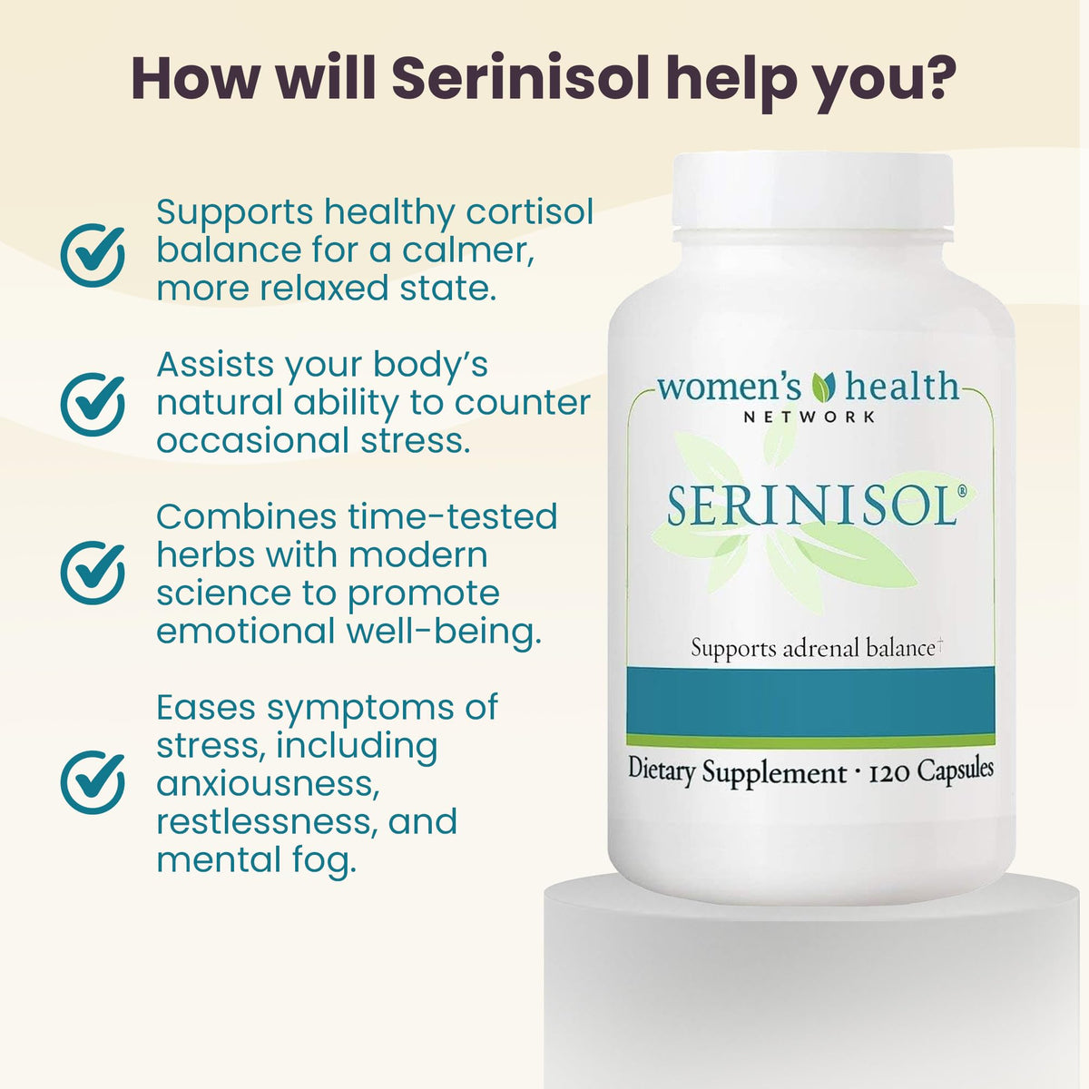 Women's Health Network Serinisol Cortisol Supplement - 120 Capsules - image 3