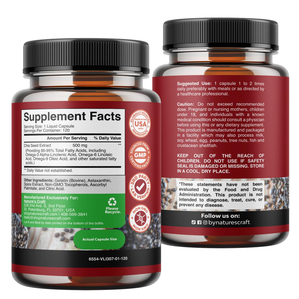 Natures Craft Chia Seed Oil Extract Omega 3-6-9 - 60 Capsules - image 8