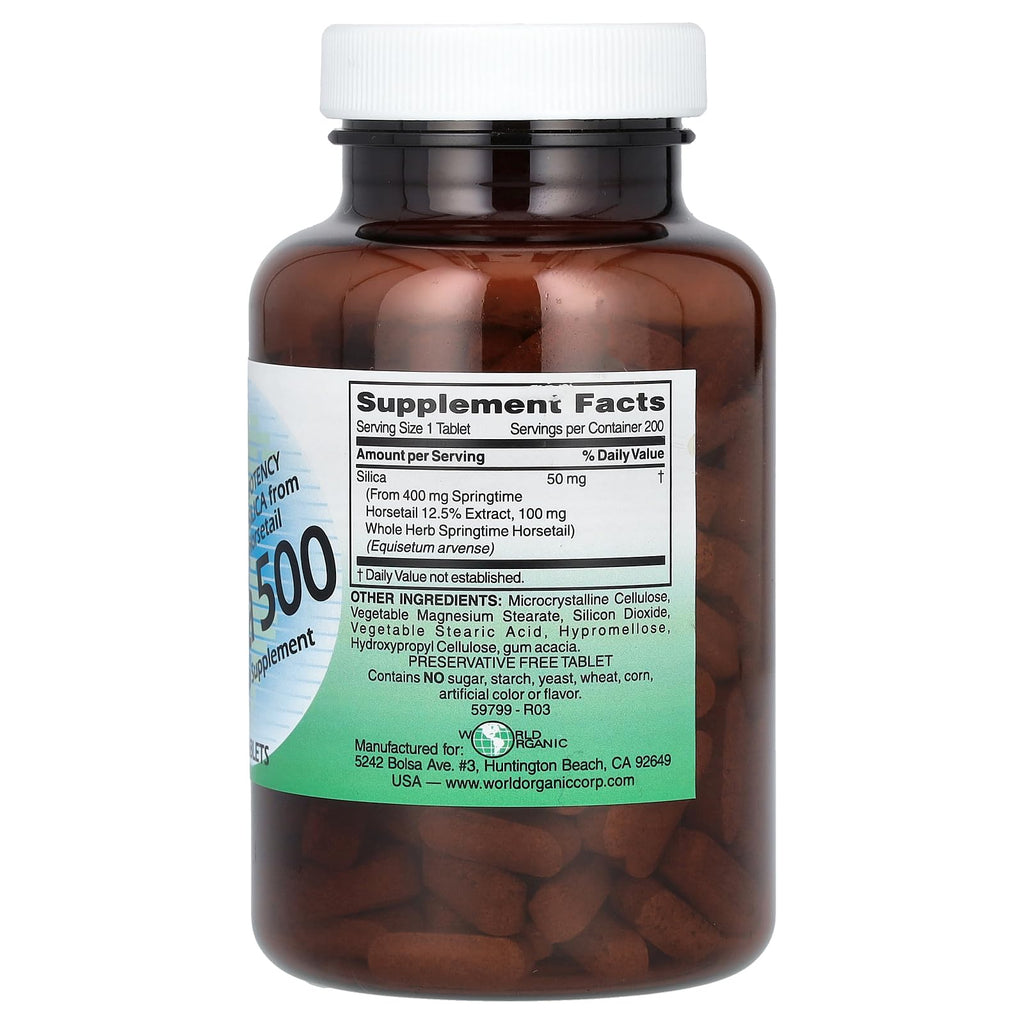 World Organic Silica 500mg - 200 Tablets - image 2