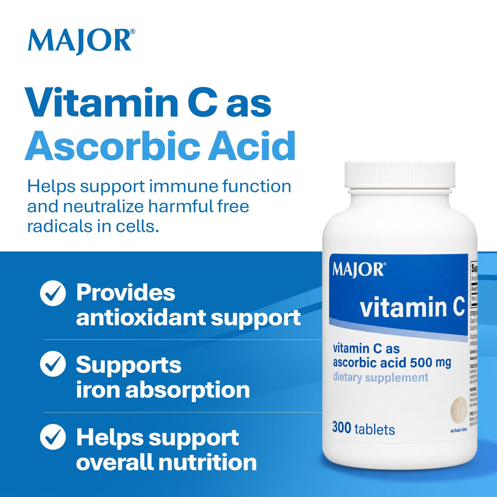 MAJOR Vitamin C 500 mg Immune Support - 300 Tablets - image 3