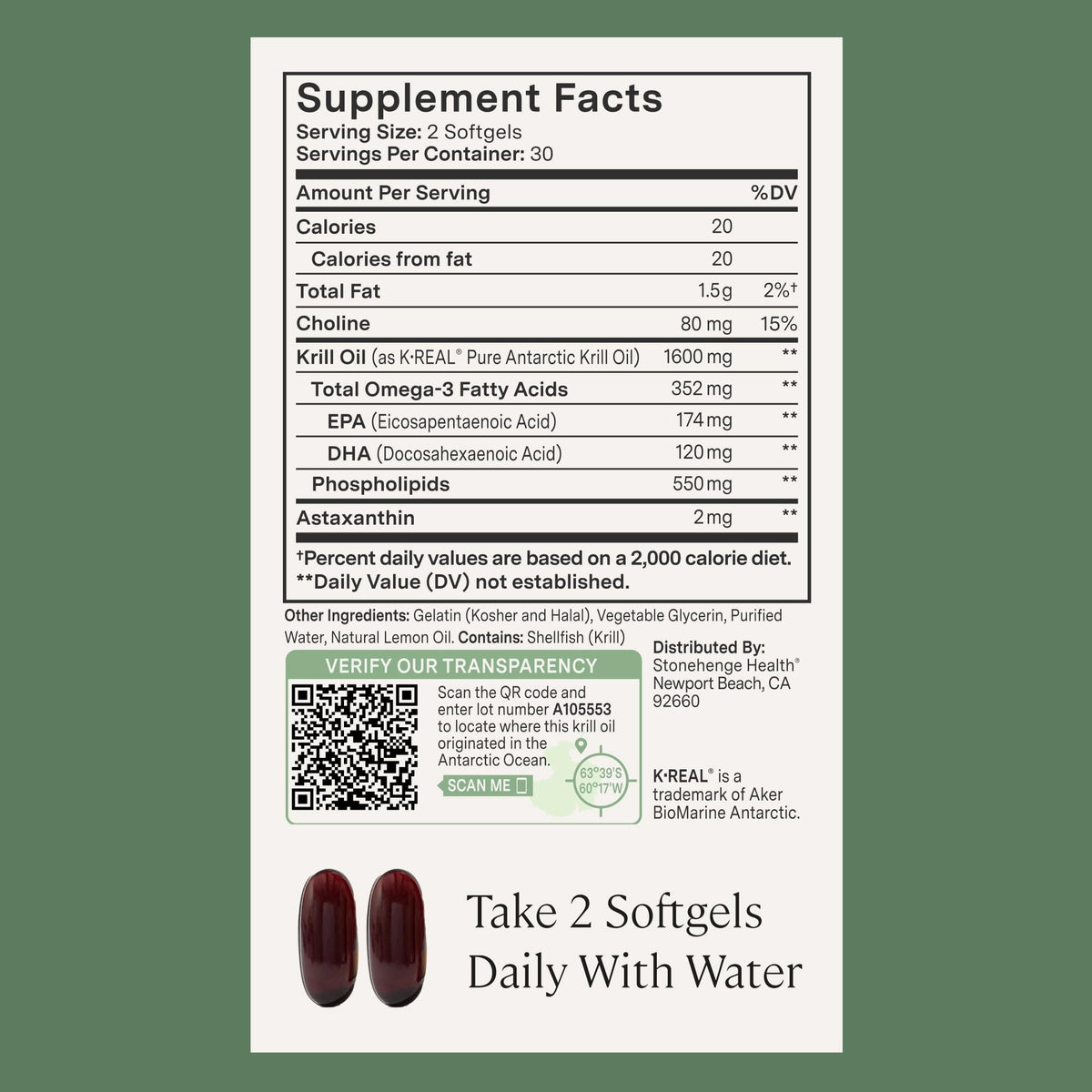 Stonehenge Health Dynamic Krill Oil Triple Strength 1600mg - 60 Softgels - image 5