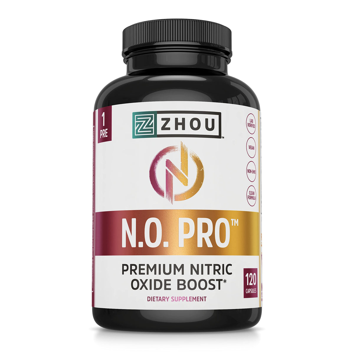 ZHOU N.O. Pro Nitric Oxide Supplement - 120 Vegetarian Capsules