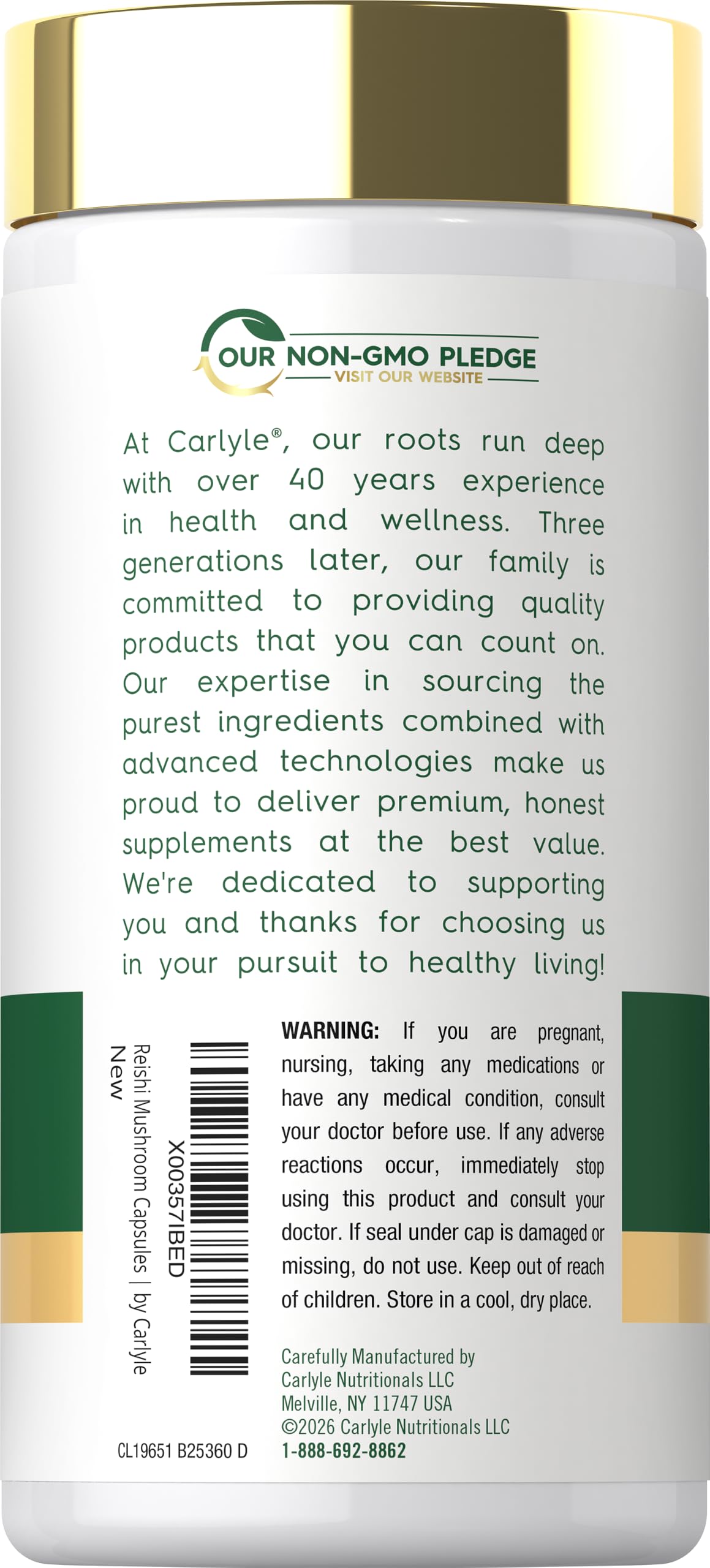 Carlyle Reishi Mushroom Capsules - 300 Count - image 3