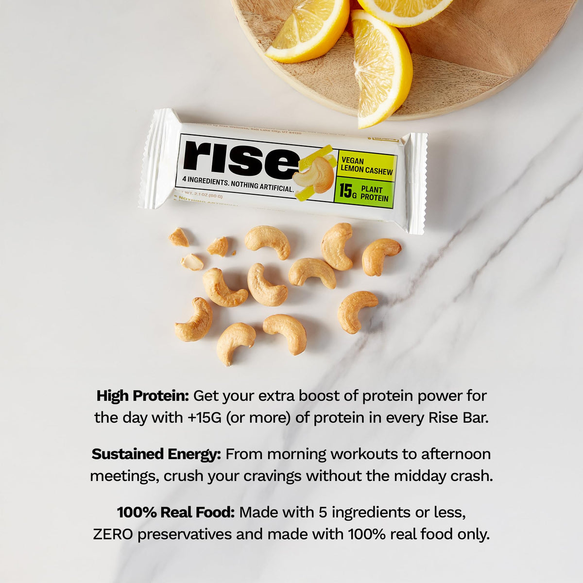Rise Pea Protein Bar Vegan Lemon Cashew - 12 Count - image 4