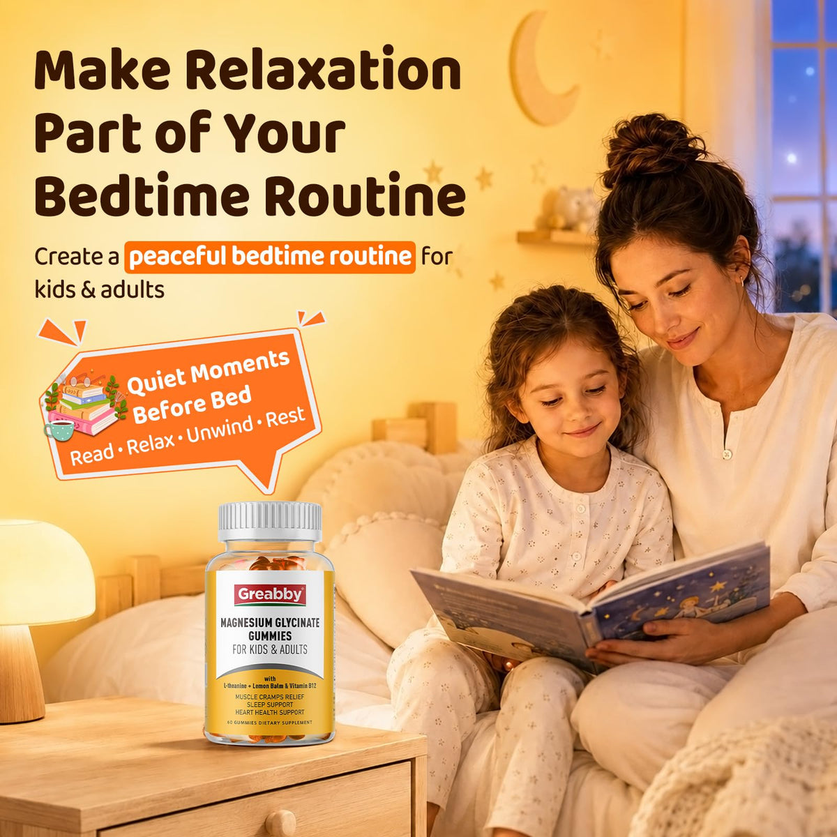 GREABBY Magnesium Glycinate Gummies for Kids & Adults