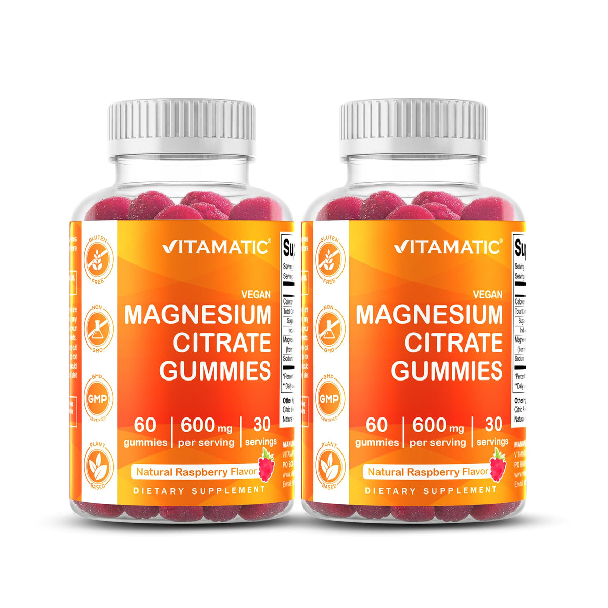 Vitamatic Magnesium Citrate Gummies 600mg per Serving - 60 Vegan