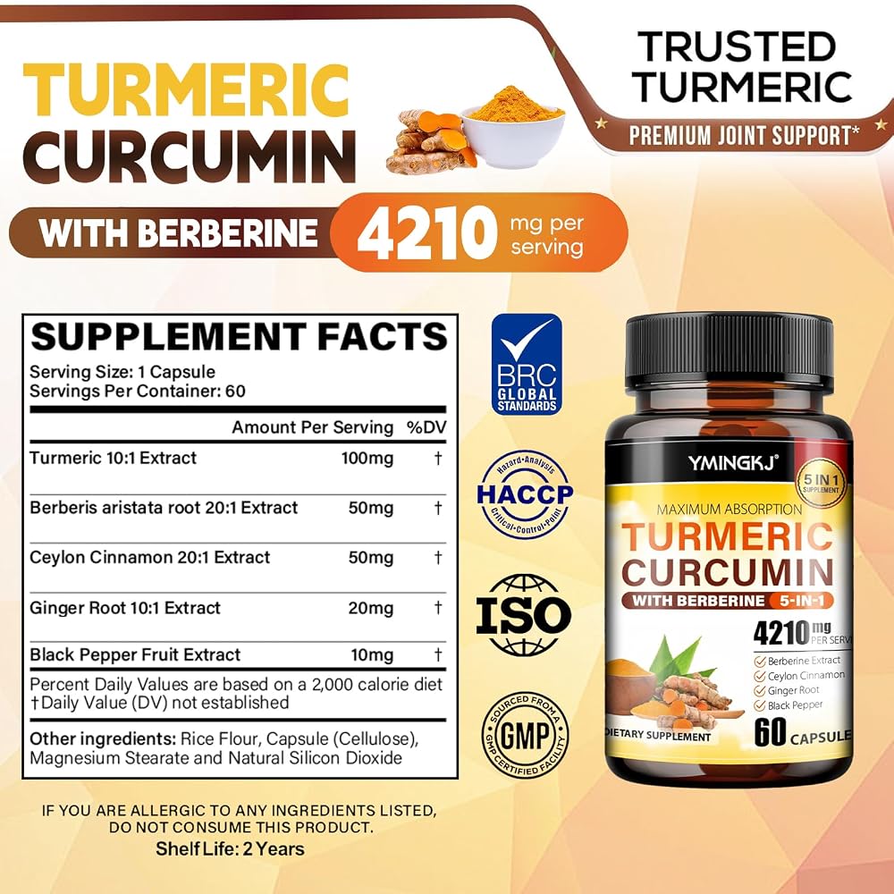 YMINGKJ Turmeric Curcumin Supplement with Black Pepper