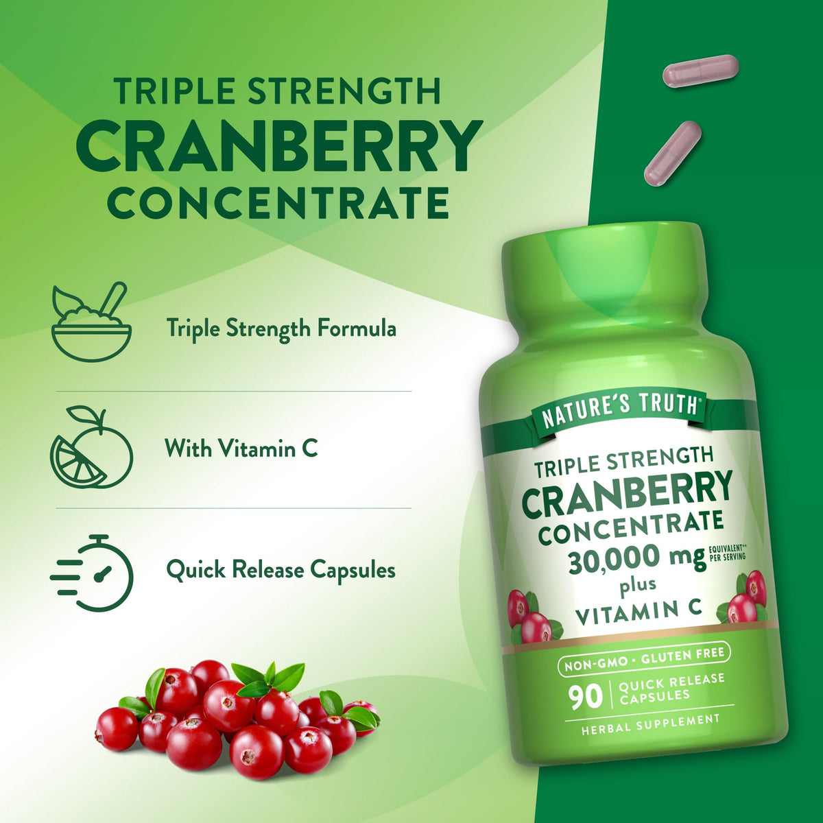 Nature's Truth Cranberry Concentrate Pills with Vitamin C - 90 Capsules - image 5