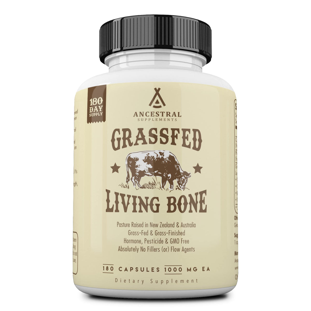 Ancestral Supplements Grass Fed Beef Living Bone Supplement - 180 Capsules