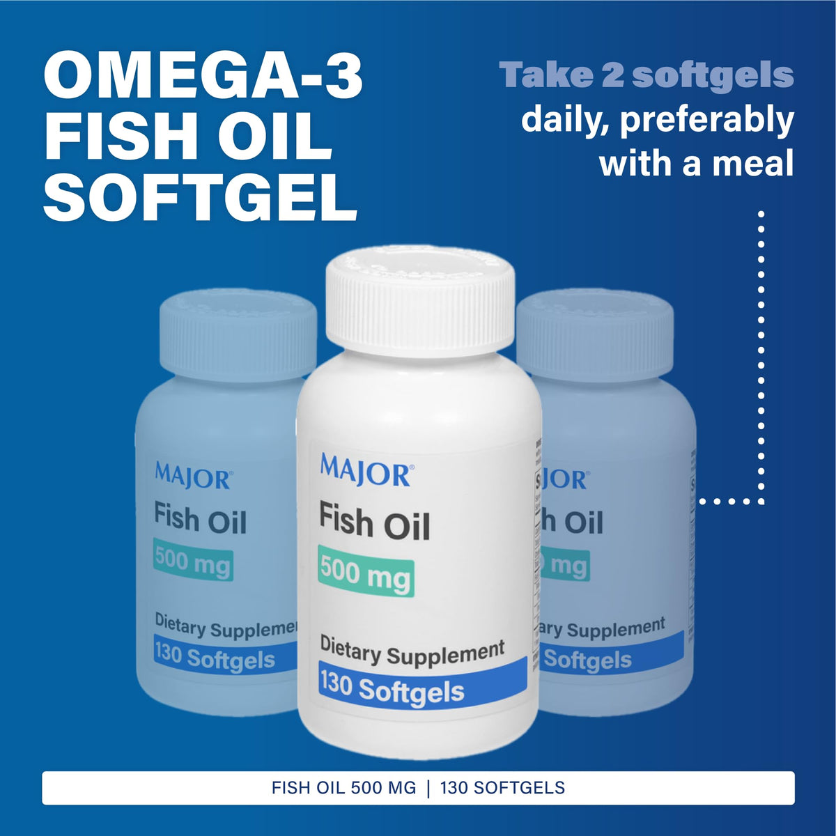 MAJOR Fish Oil 500mg Softgels - Omega-3 Fish Oil Supplement - Dietary