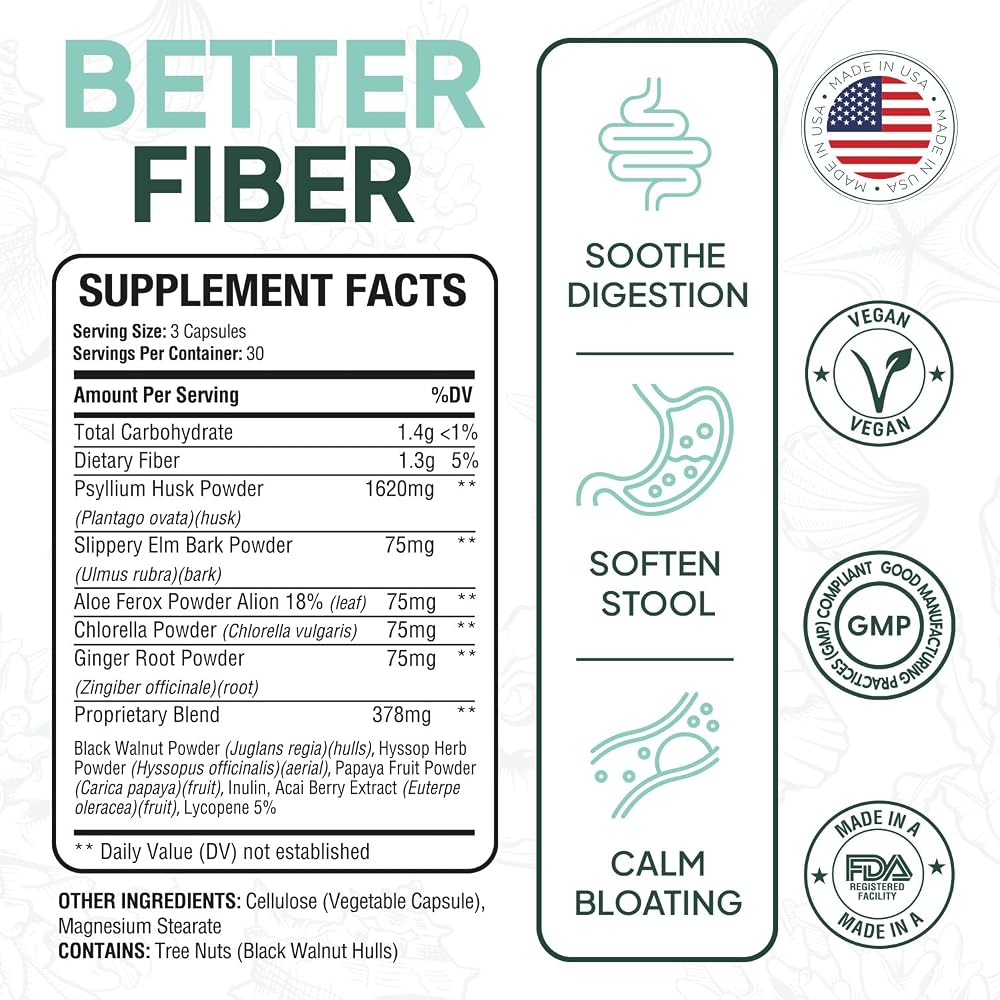 Organics Ocean Better Fiber - Daily Fiber Supplement - Soften Stool