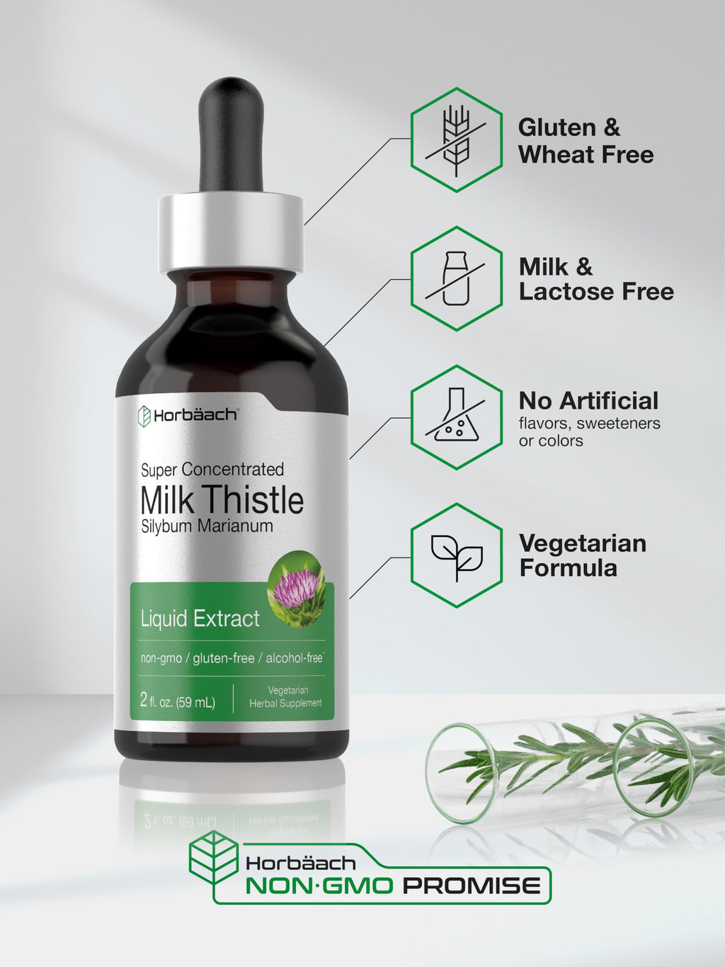 Horbäach Milk Thistle Extract Liquid Alcohol Free - 2 fl oz - image 5