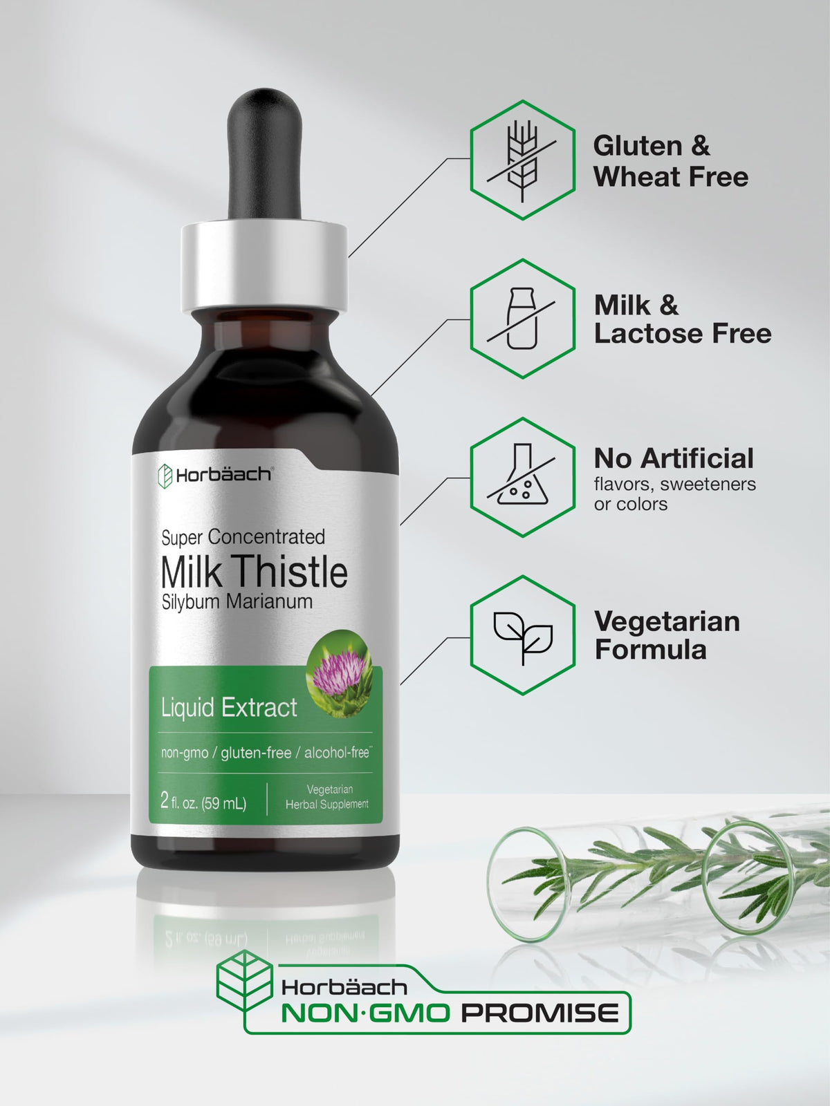 Horbäach Milk Thistle Extract Liquid Alcohol Free - 2 fl oz - image 5