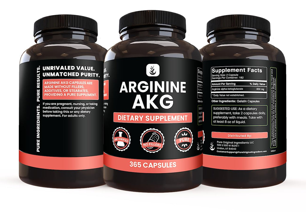 PURE ORIGINAL INGREDIENTS Arginine AAKG - 365 Capsules - image 4