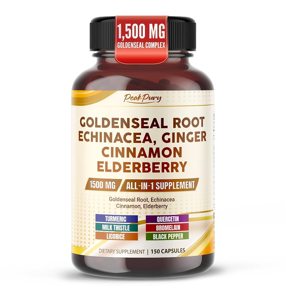 PeakPury Goldenseal Root 1500 mg with Echinacea - 150 Capsules