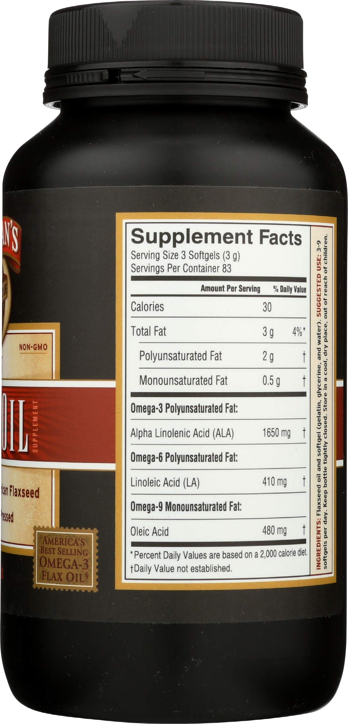 Barlean's Flax Oil Caps - 250 Softgels - image 7