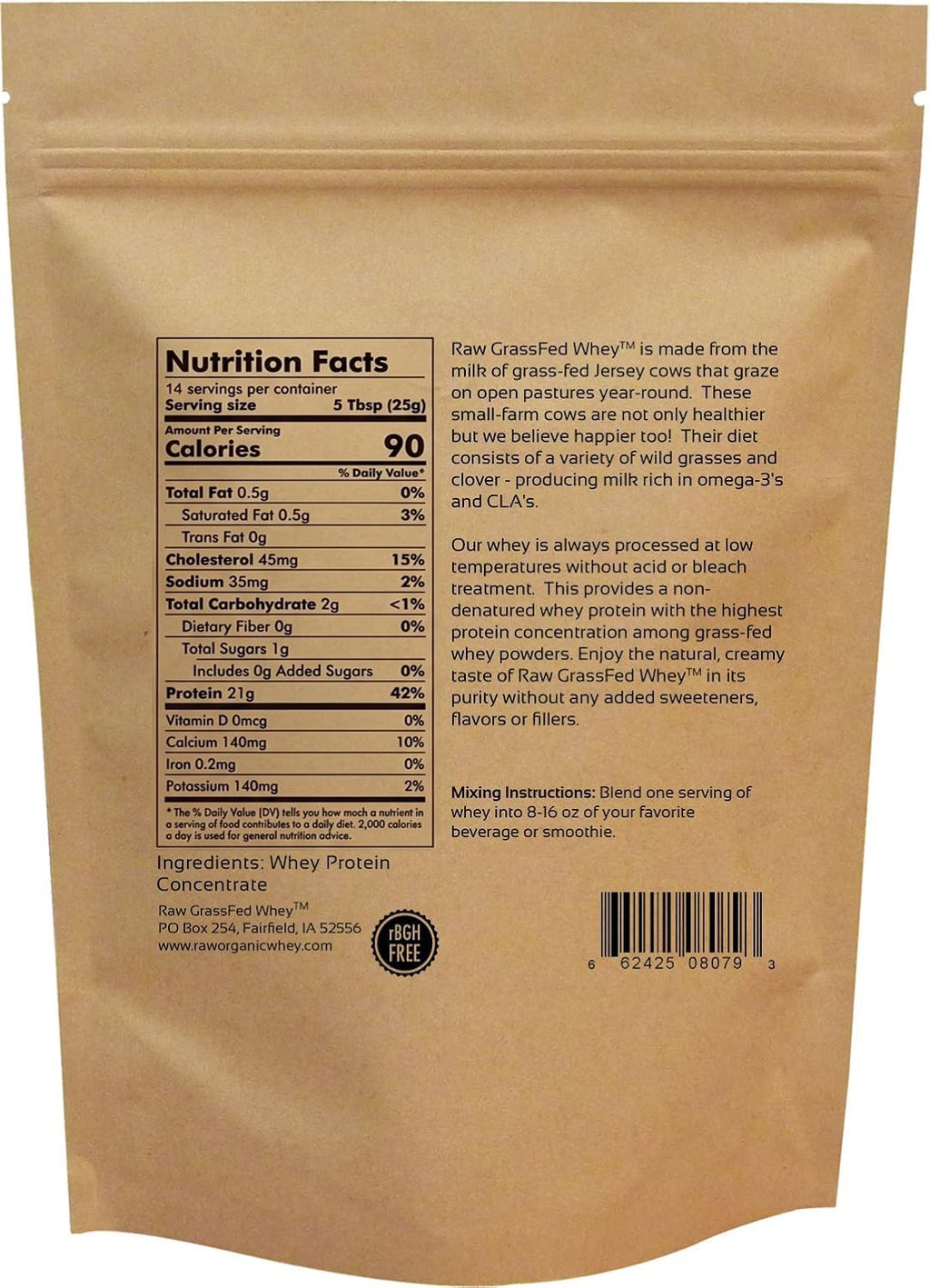 Raw Grass Fed Whey Protein Powder