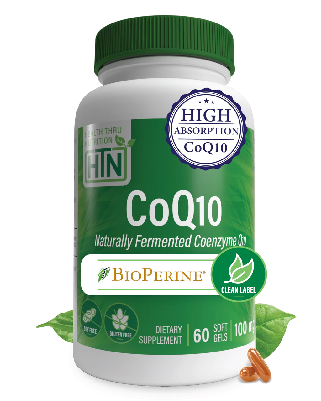 Health Thru Nutrition CoQ-10 100mg with BioPerine - 60 Softgels
