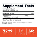 Type Zero Clean TMG Trimethylglycine 750mg - 120 Capsules - image 2