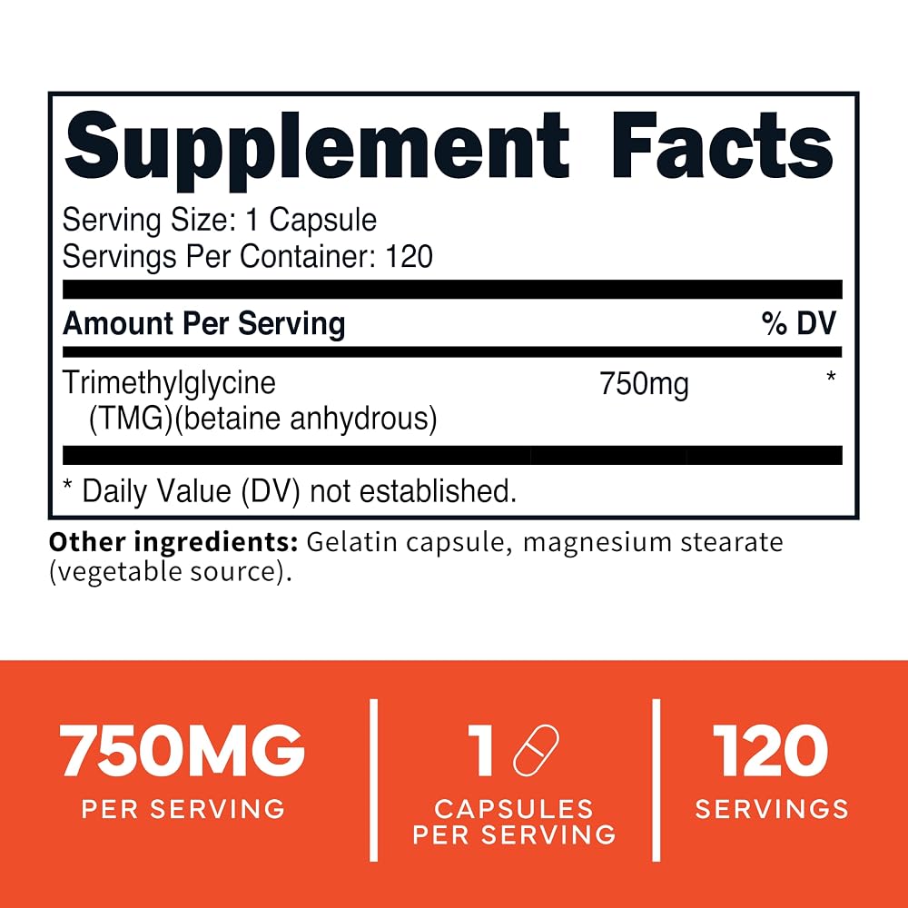 Type Zero Clean TMG Trimethylglycine 750mg - 120 Capsules - image 2