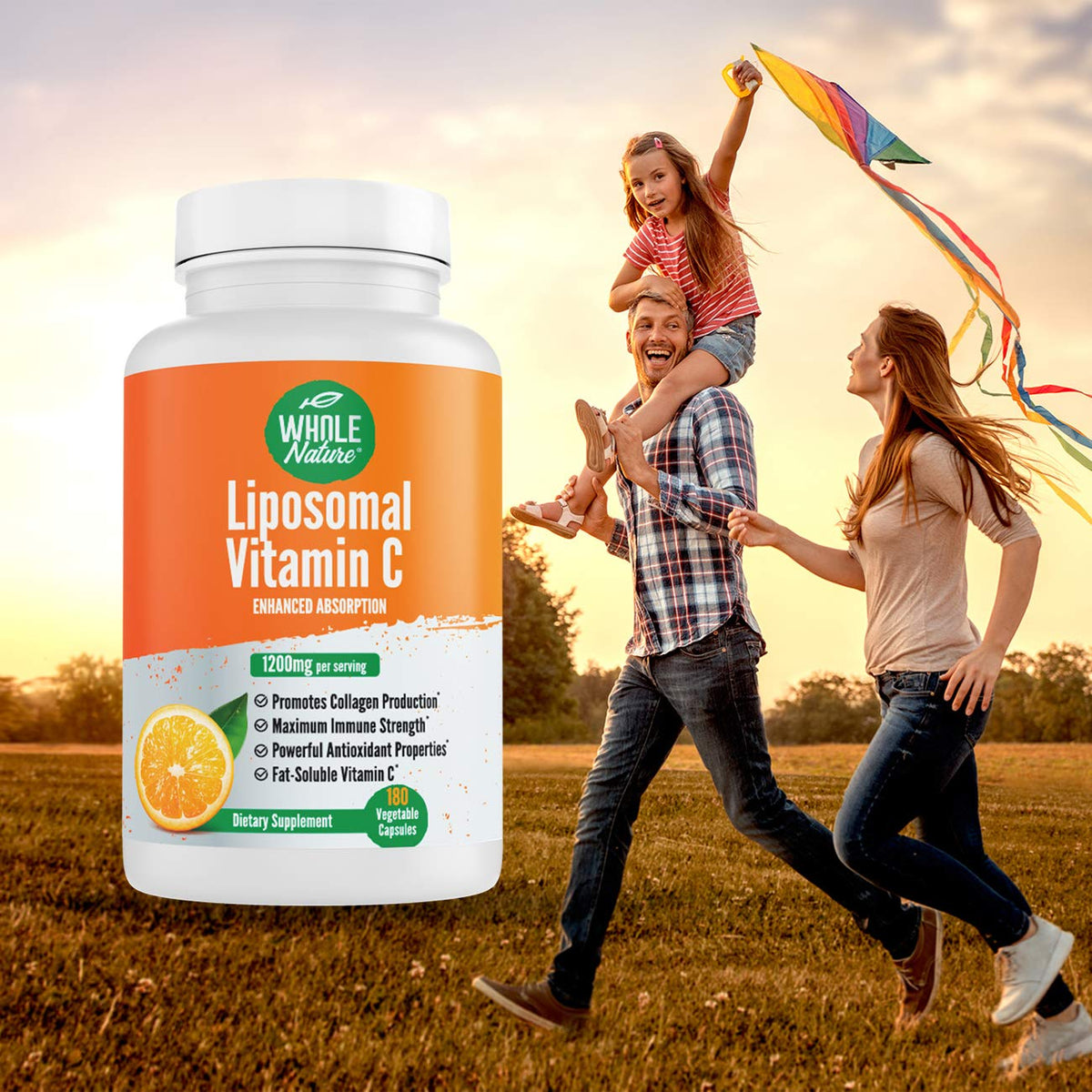 Whole Nature Liposomal Vitamin C Supplement Pills 1200 mg - High