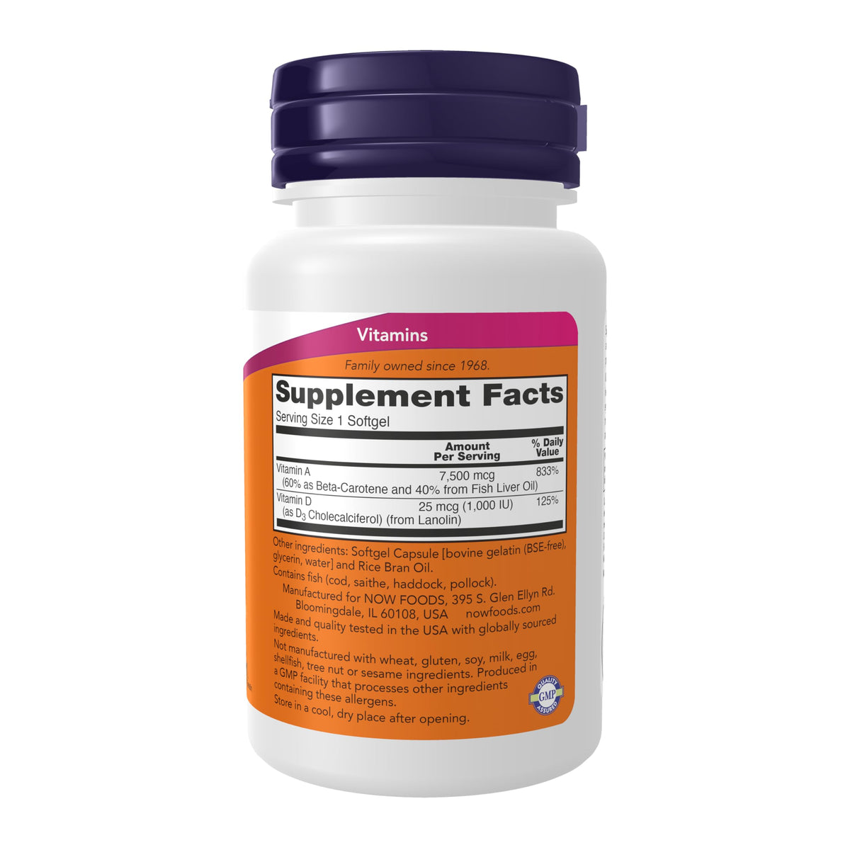 NOW Vitamin A & D3 25,000/1,000 IU Eye Health - 100 Softgels - image 2