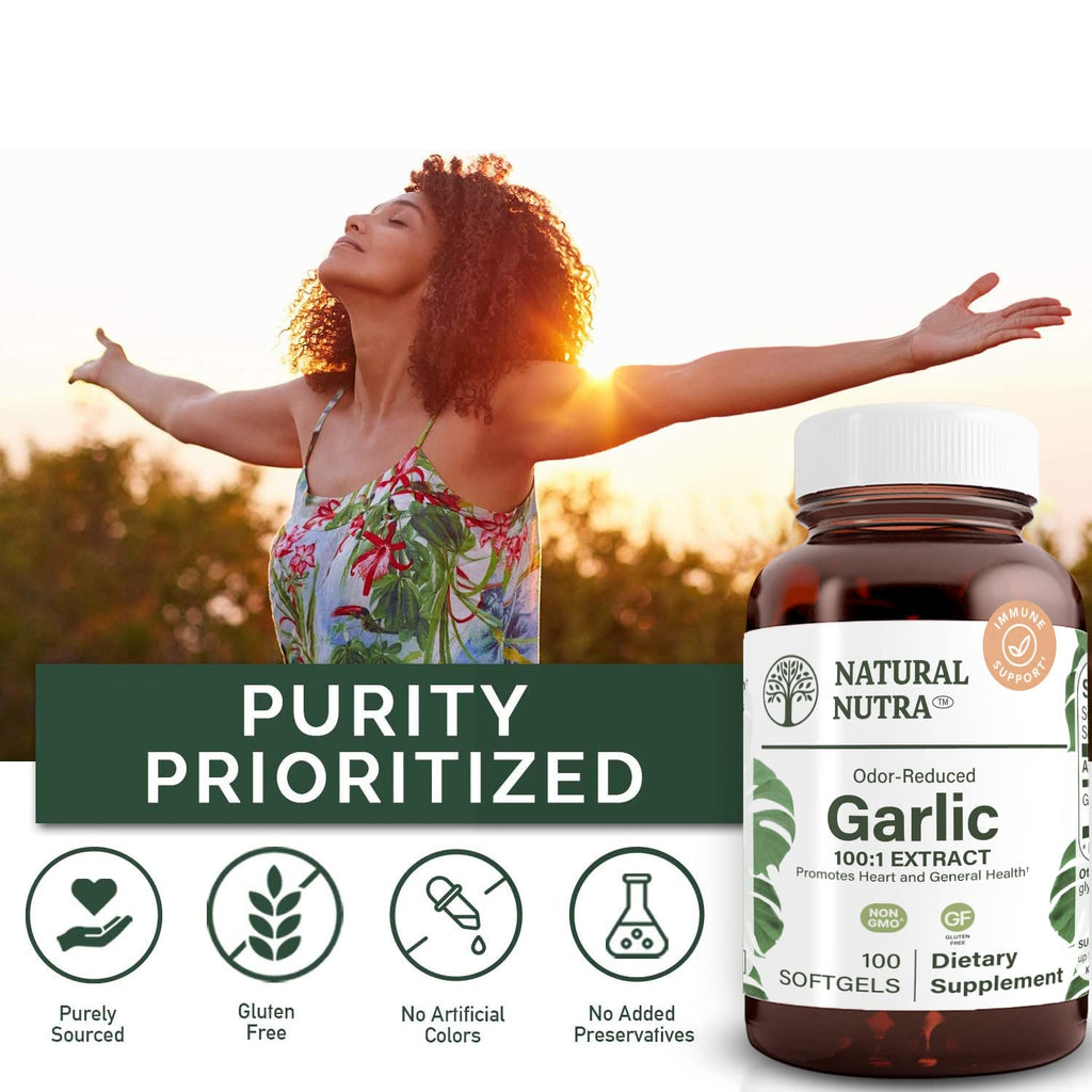 Natural Nutra Odorless Garlic Oil 500mg - 100 Softgels - image 4