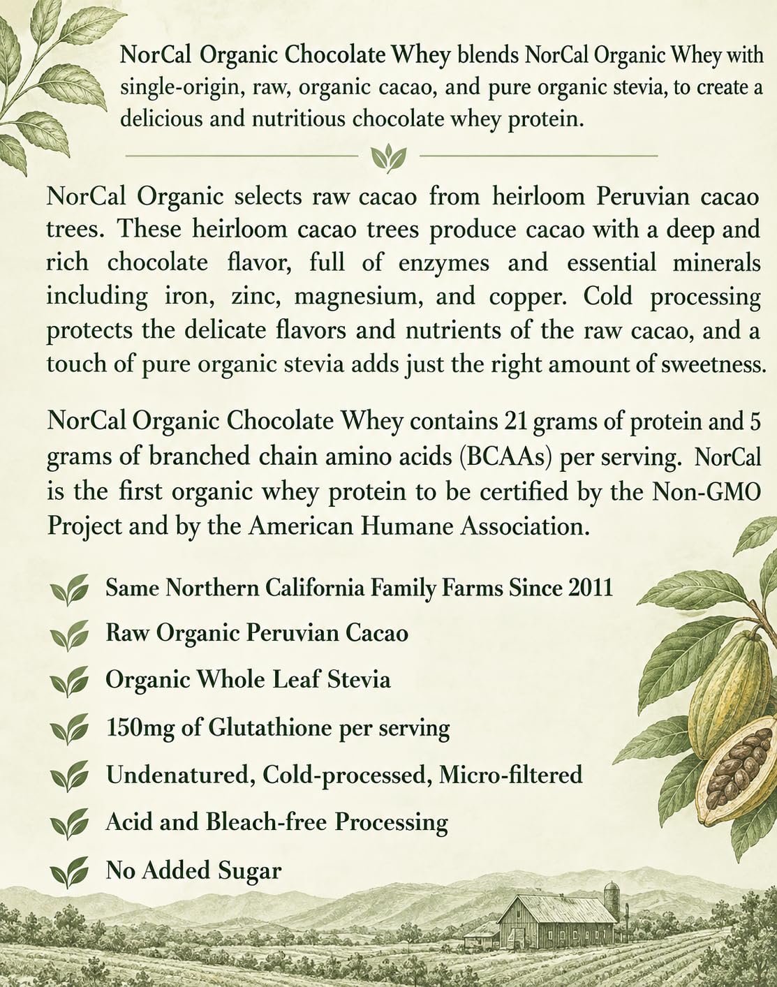 NorCal Organic Natural Grass Fed Whey Protein Powder